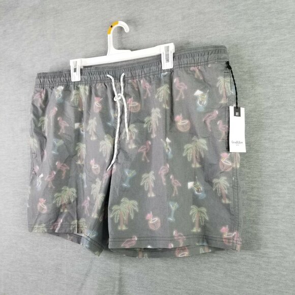 Mens Goodfellow Black Berry Swim Trunks Tiki Drink's 7" Inseam size XXL - Picture 2 of 7